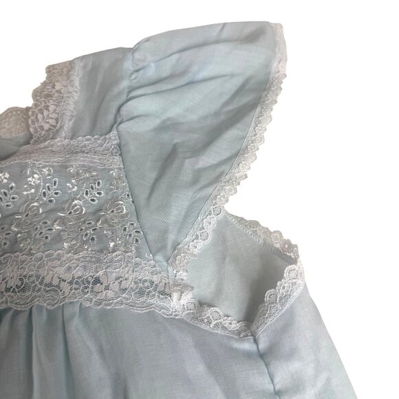 Adonna Light Blue Nightgown Size L Lace Trim Cap Sleeve VTG Cotton Blend USA - Picture 11 of 13